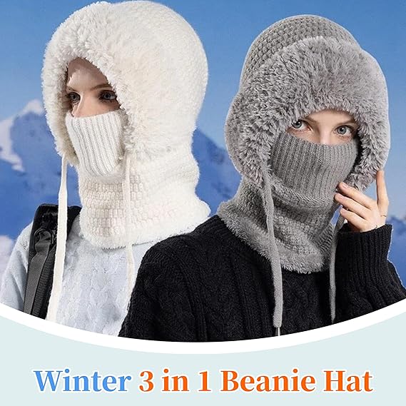 3 in 1 Beanie Hat for Women